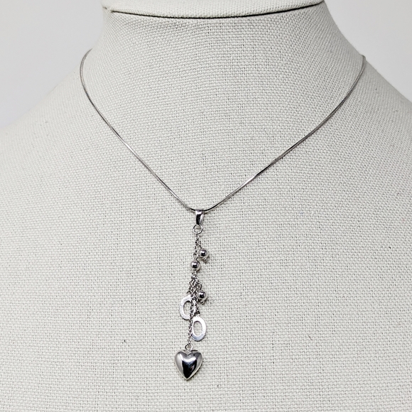 New sterling silver 925 charm dangle pendant necklace heart love ball oval - Picture 5 of 6